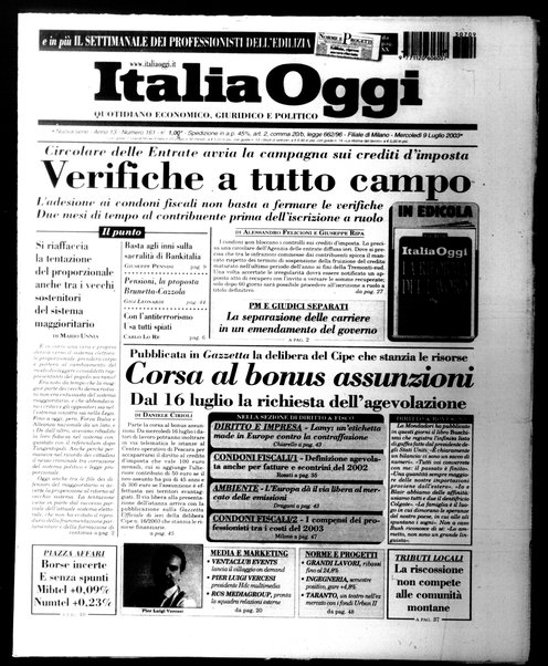 Italia oggi : quotidiano di economia finanza e politica